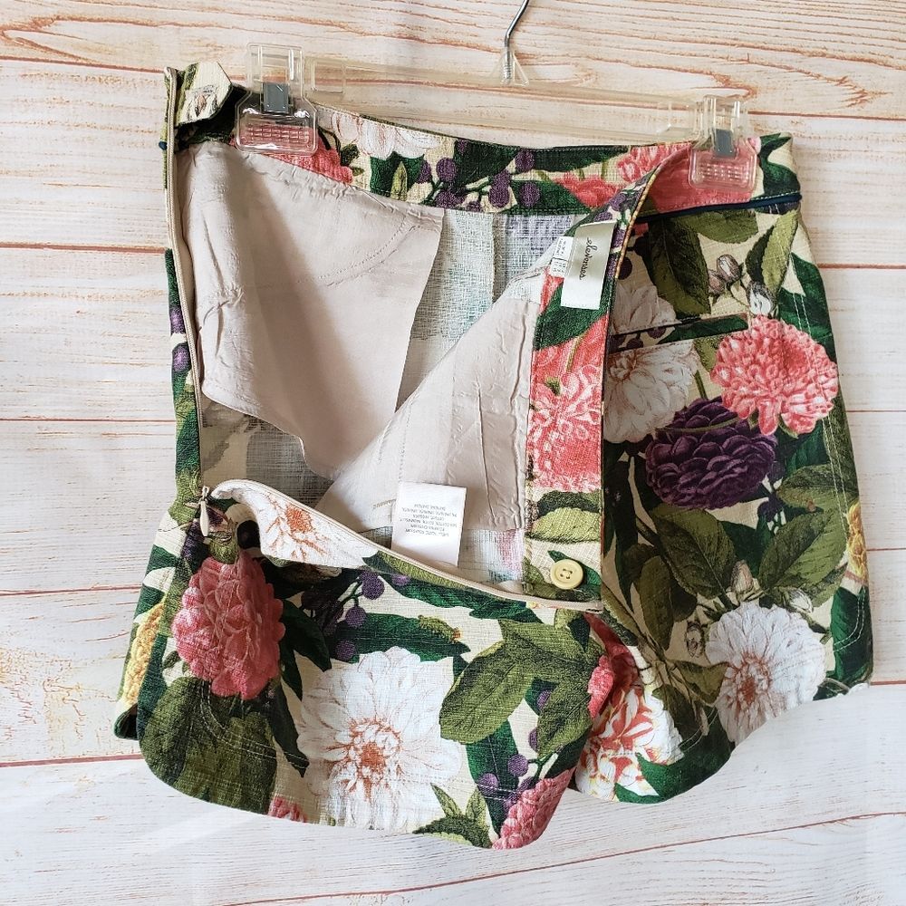 Elevenses Anthropologie Floral Print Cotton Blend Shorts - Picture 9 of 12